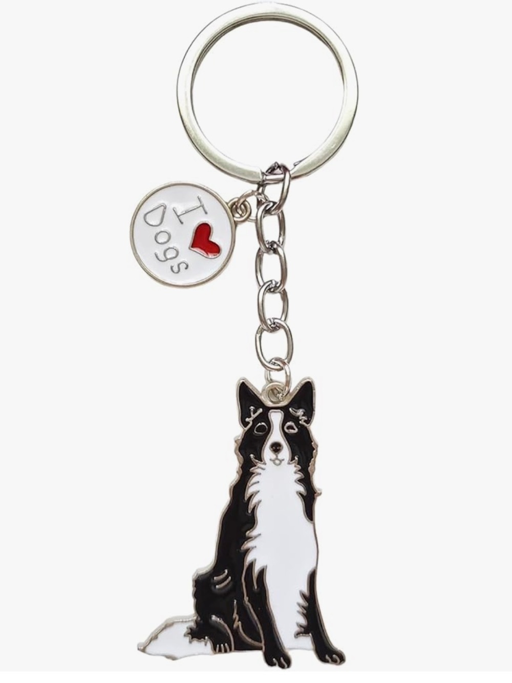 I Love Dogs Black & White dog Keychain